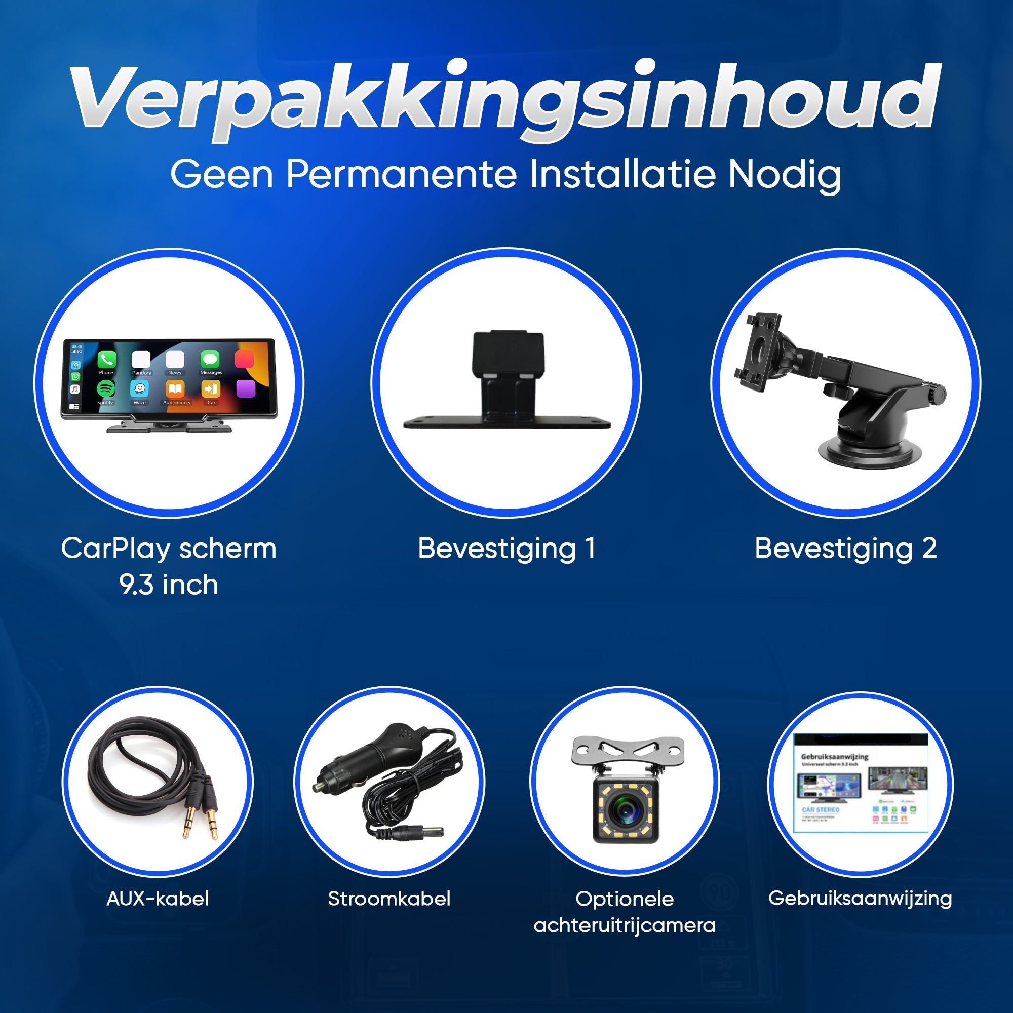 Apple CarPlay / Android Auto - 9.3 inch scherm - Ingebouwde Dashcam